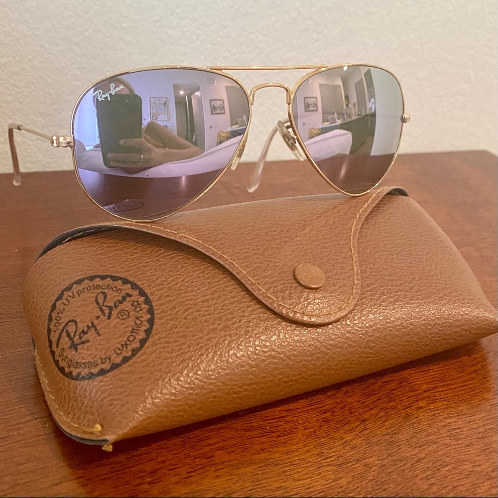 Ray-Ban Classic Aviator - Purple Mirror Lens with Gold Frame